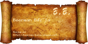 Beerman Béla névjegykártya